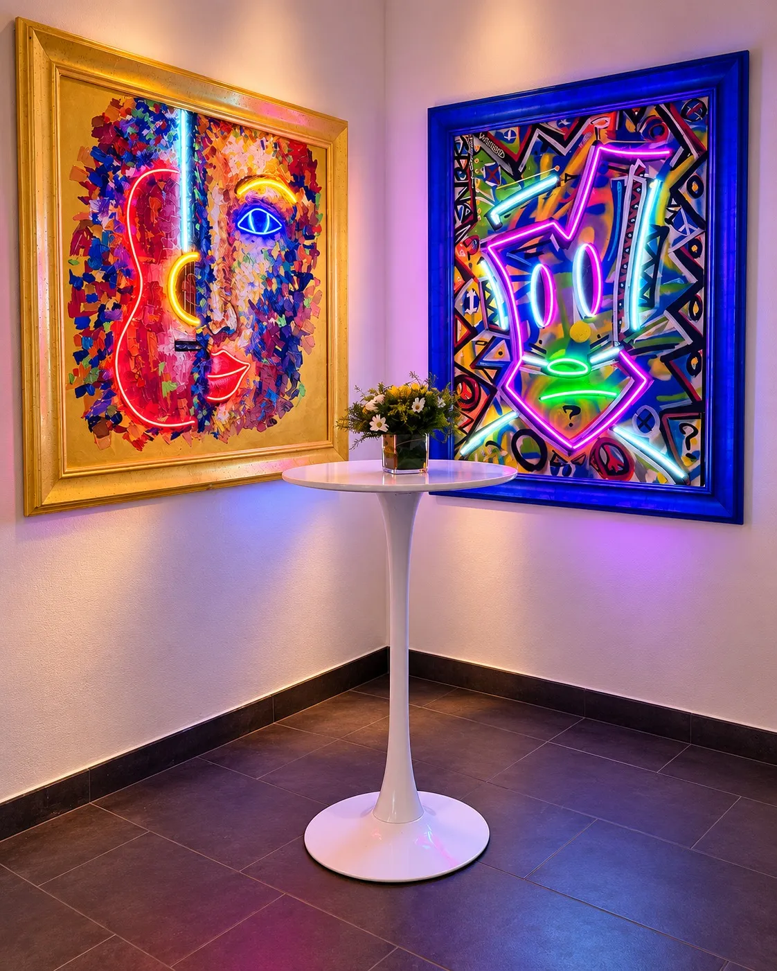 Un rincón para brindar y fotografiar en Lux Neon, Zona Colonial